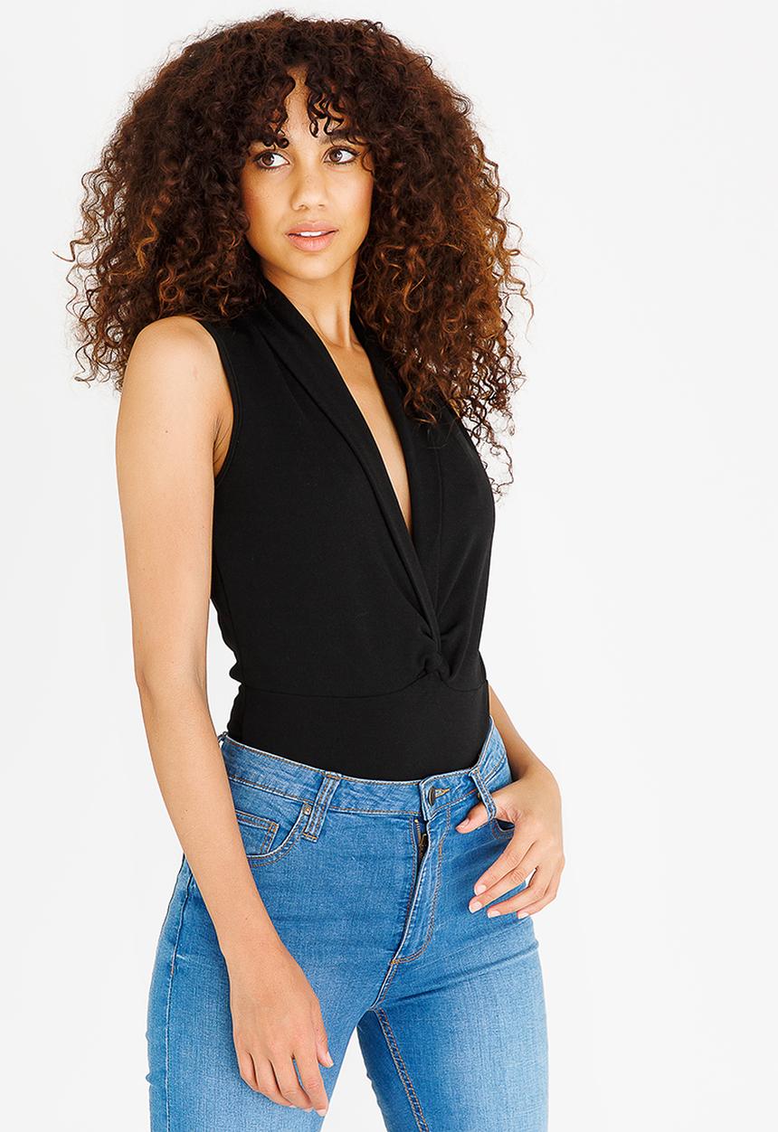 STYLE REPUBLIC - Knot Front Bodysuit Black