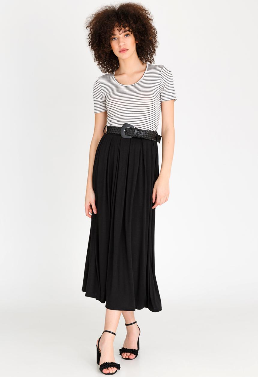 edit - Belted Maxi Skirt Black