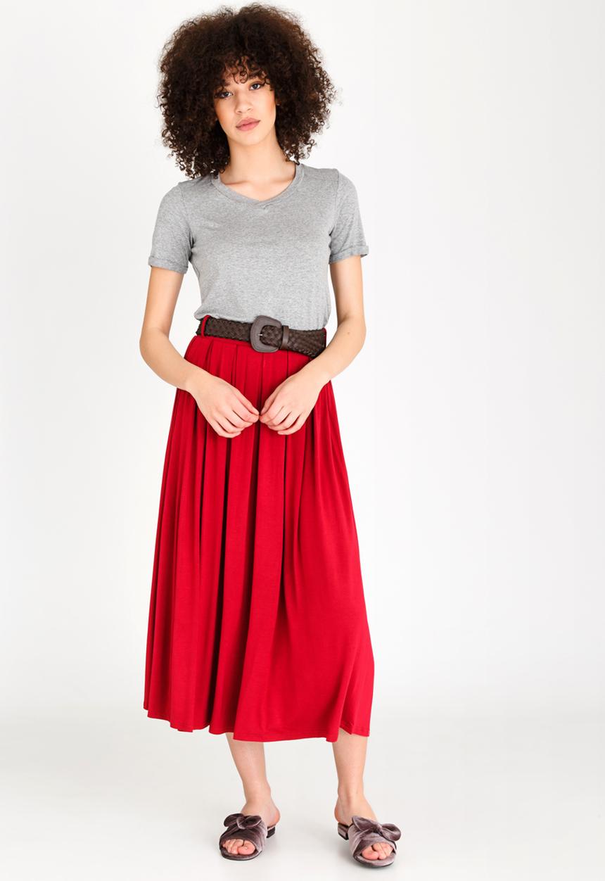 edit - Belted Maxi Skirt Burgundy