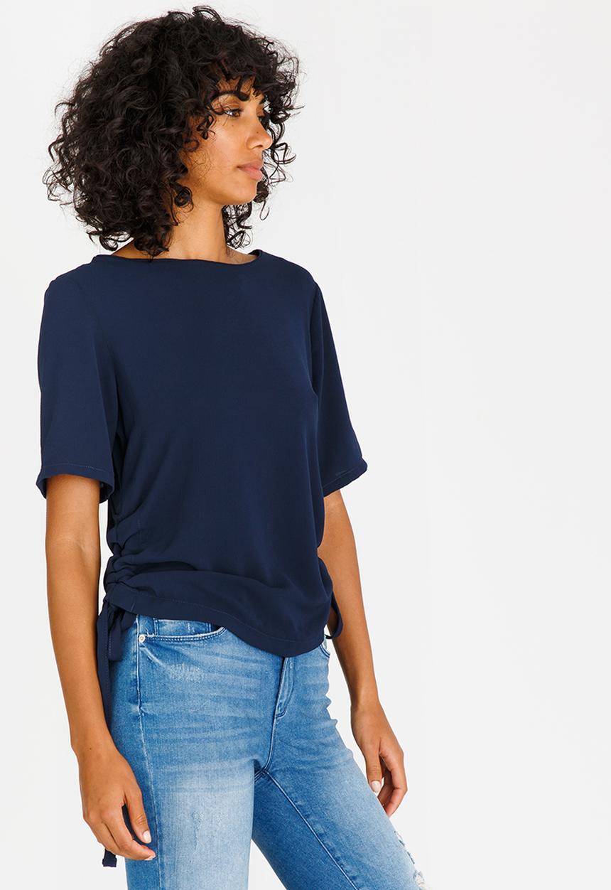 c(inch) - Drawcord Detail Blouse Navy