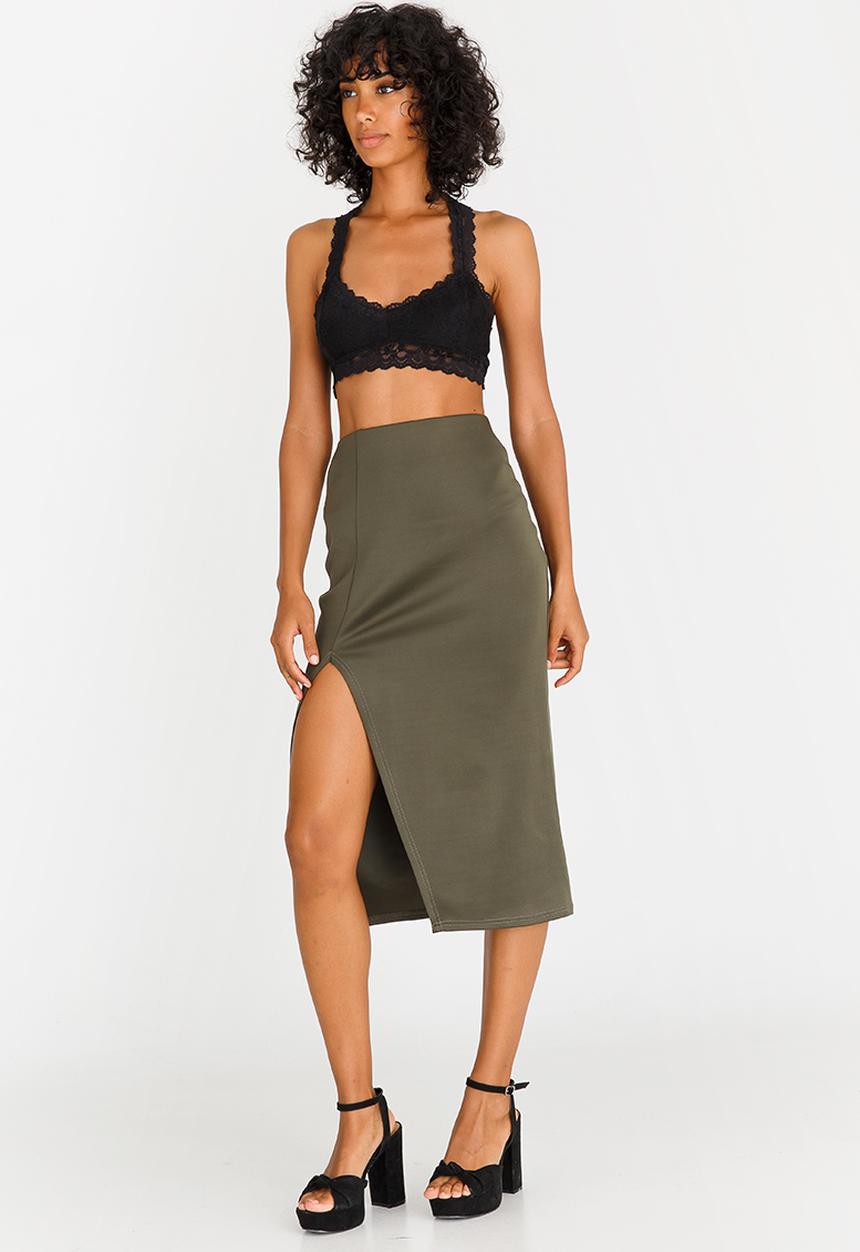 c(inch) - Basic Bodycon Skirt Dark Green
