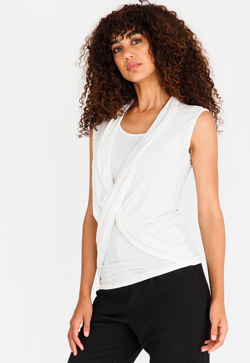 edit - Drape Twofer Top Off White