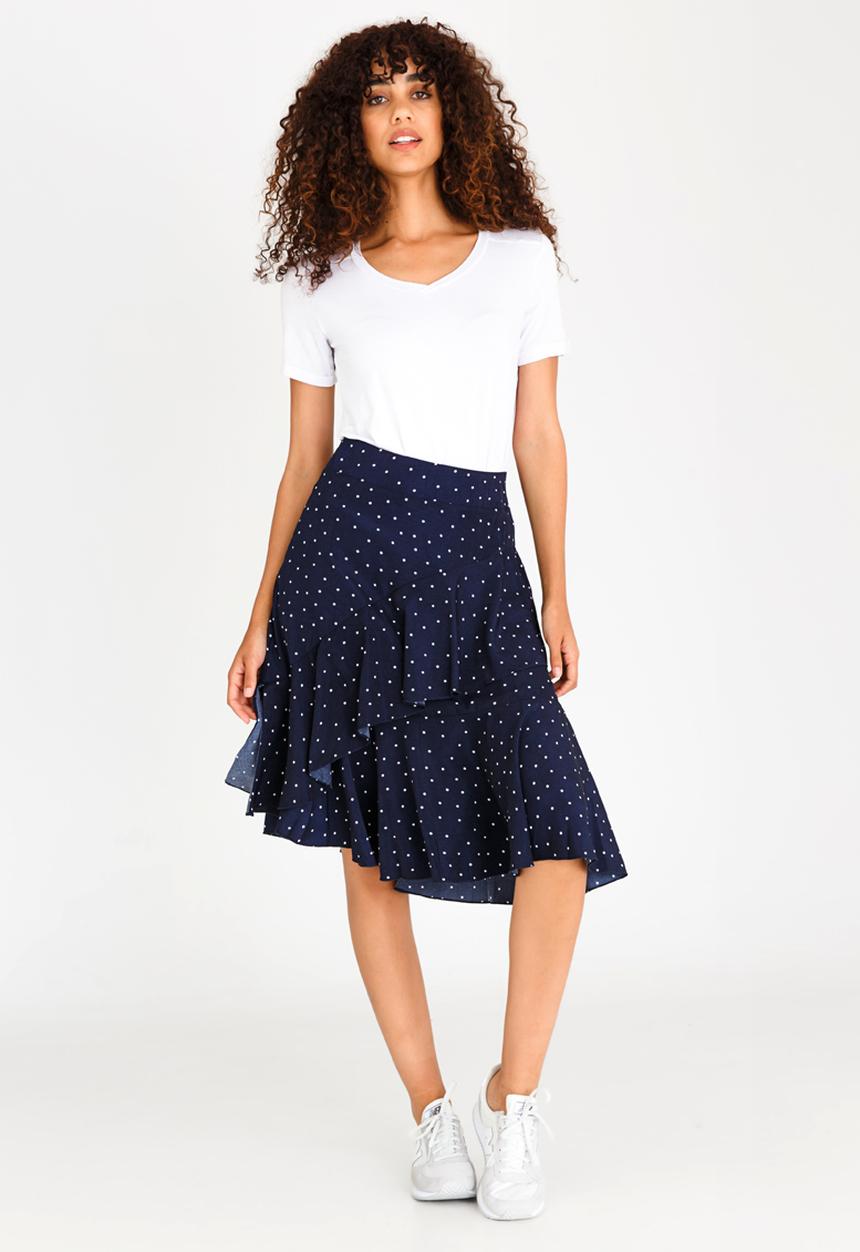 Revenge - Frilled Midi Skirt Navy