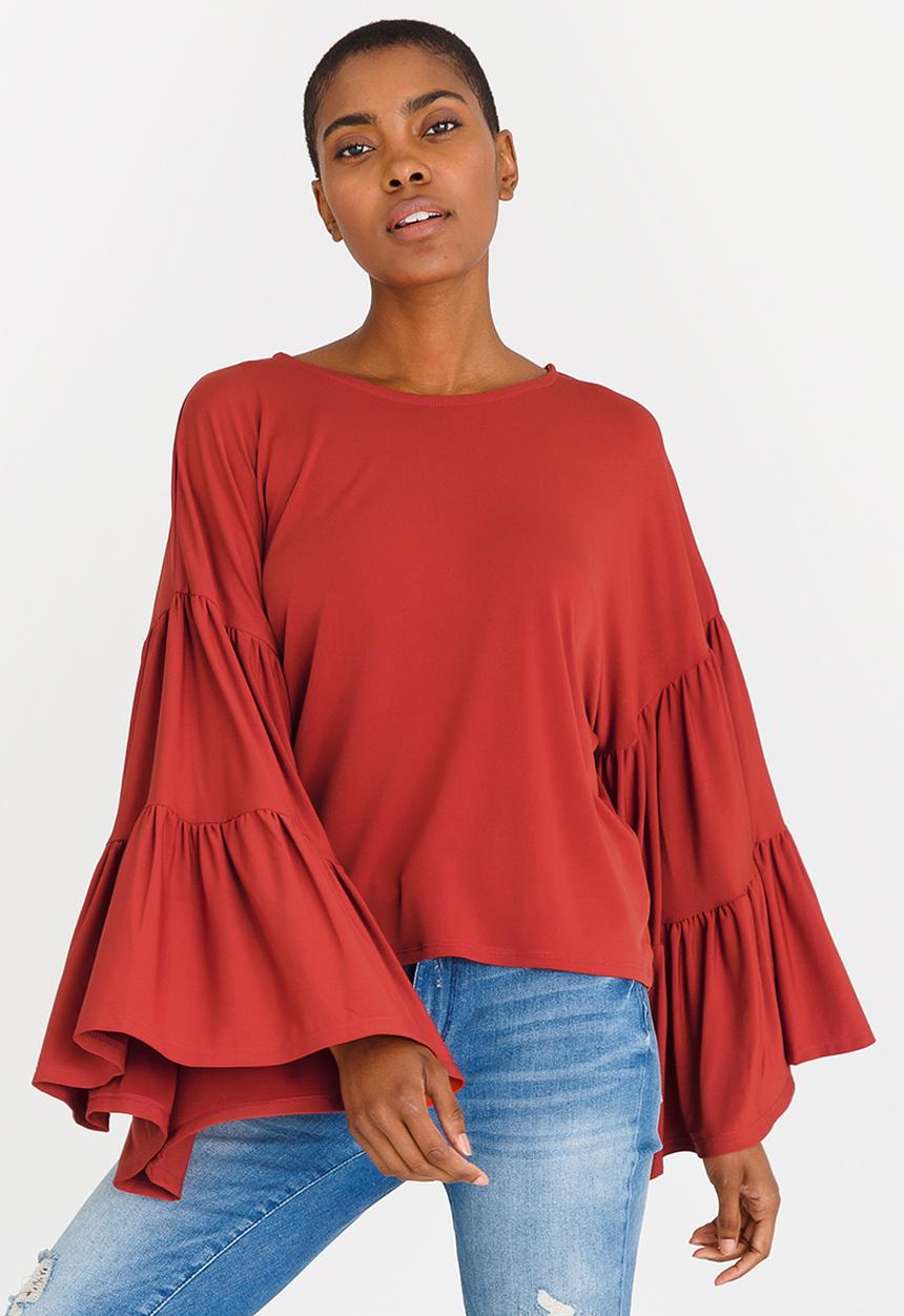 STYLE REPUBLIC - Bell Sleeve Top Rust