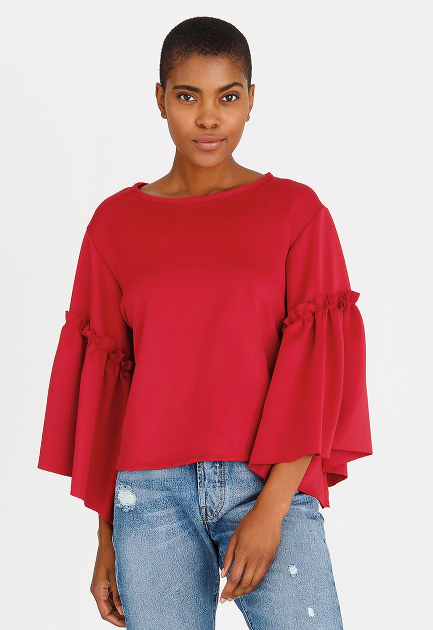 STYLE REPUBLIC - Volume Sleeve T-shirt Red