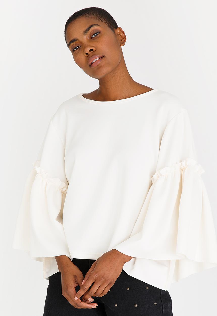 STYLE REPUBLIC - Volume Sleeve T-shirt Off White