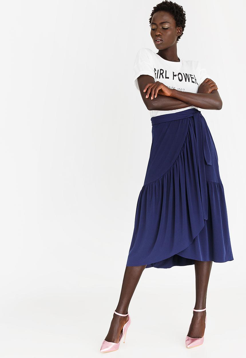 STYLE REPUBLIC - Frill Detail Wrap Skirt Navy