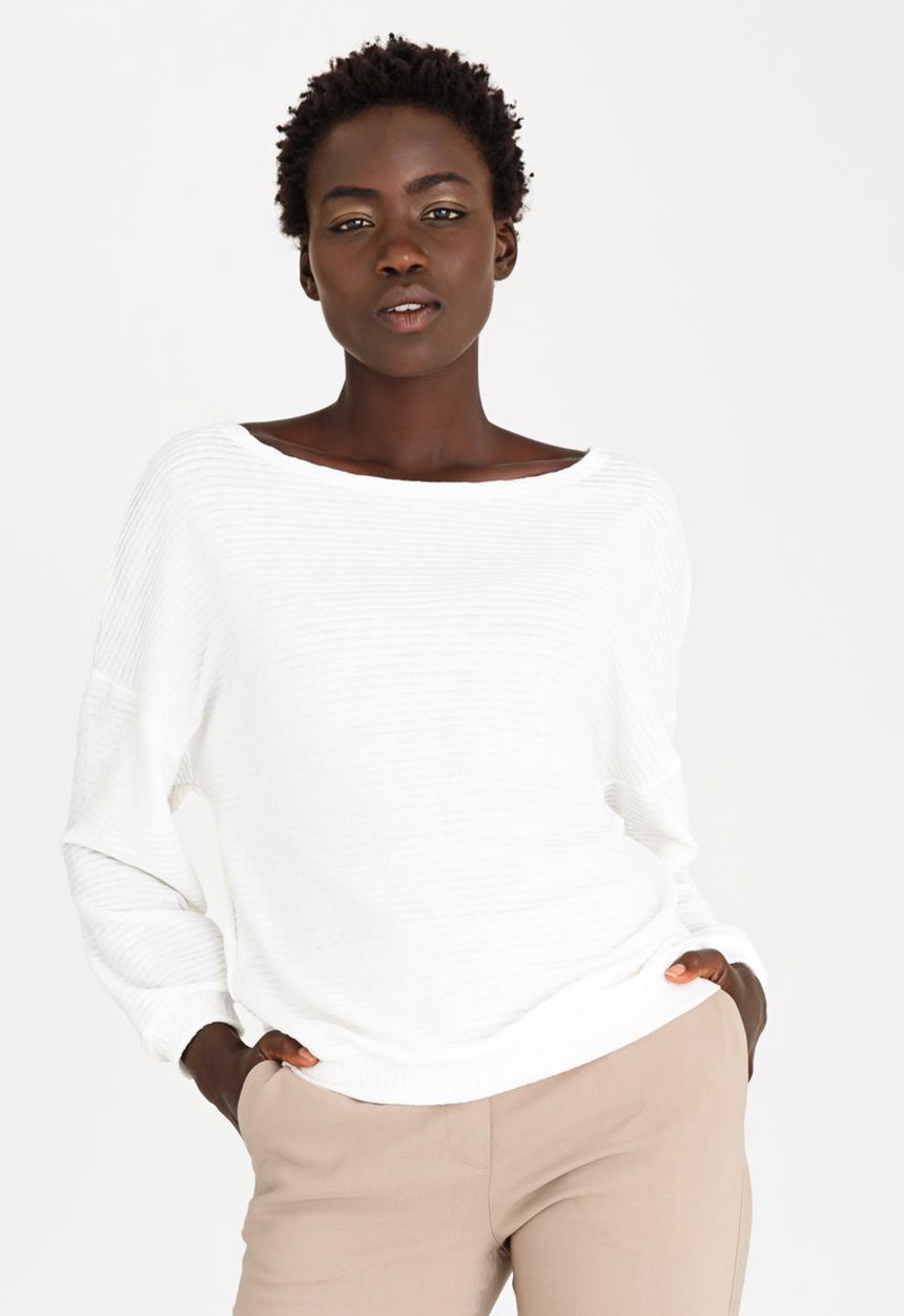 edit - Long Sleeve Knit Top Off White