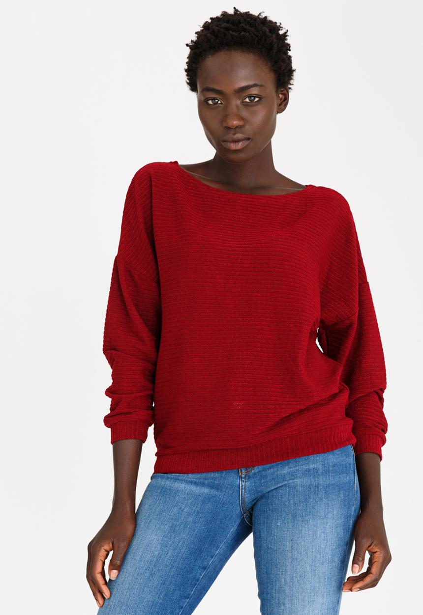 edit - Long Sleeve Knit Top Burgundy