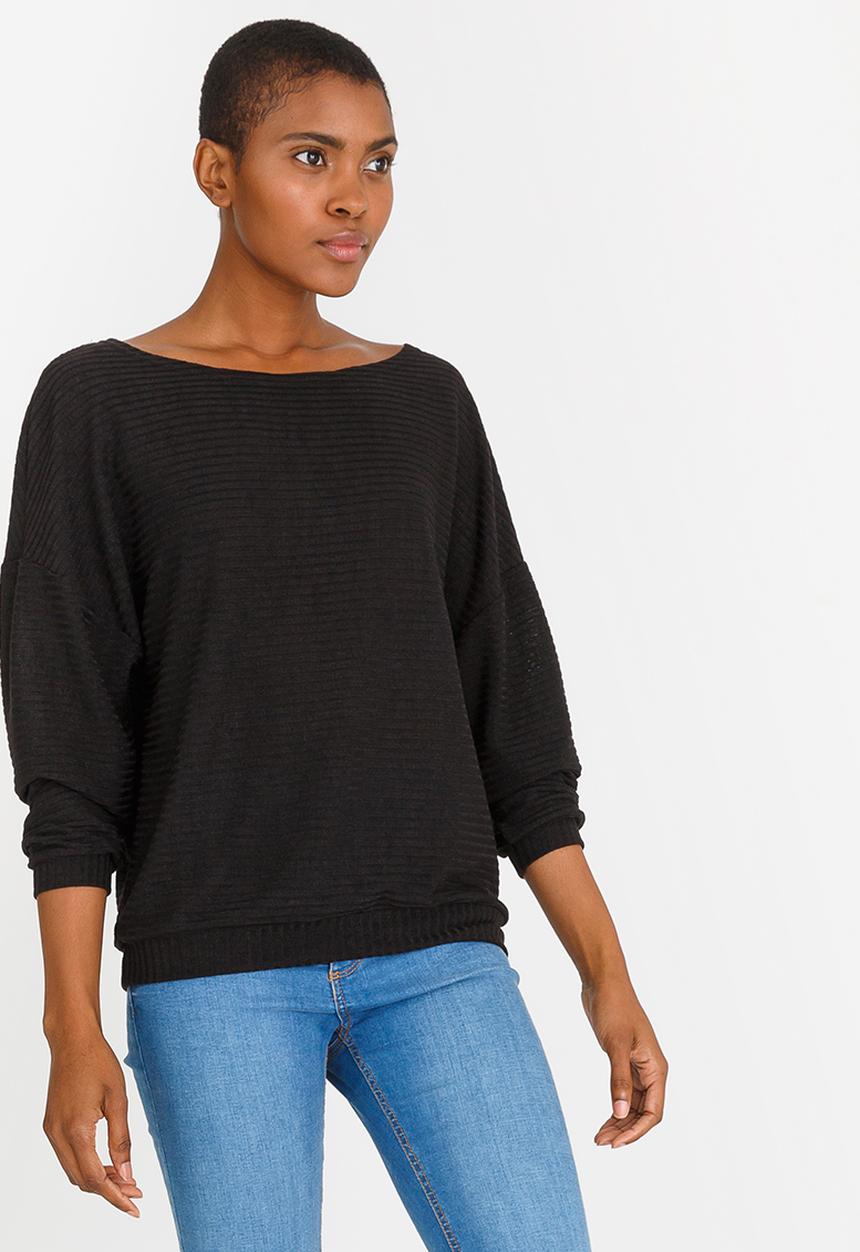 edit - Long Sleeve Knit Top Black