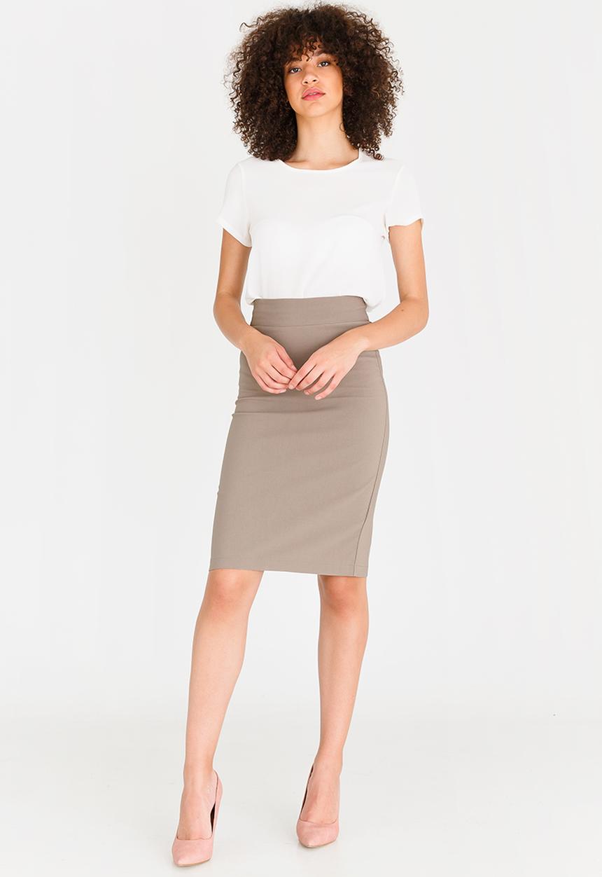 edit - Stretch Pencil Skirt Taupe