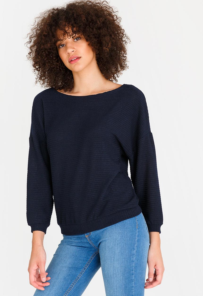 edit - Long Sleeve Knit Top Navy