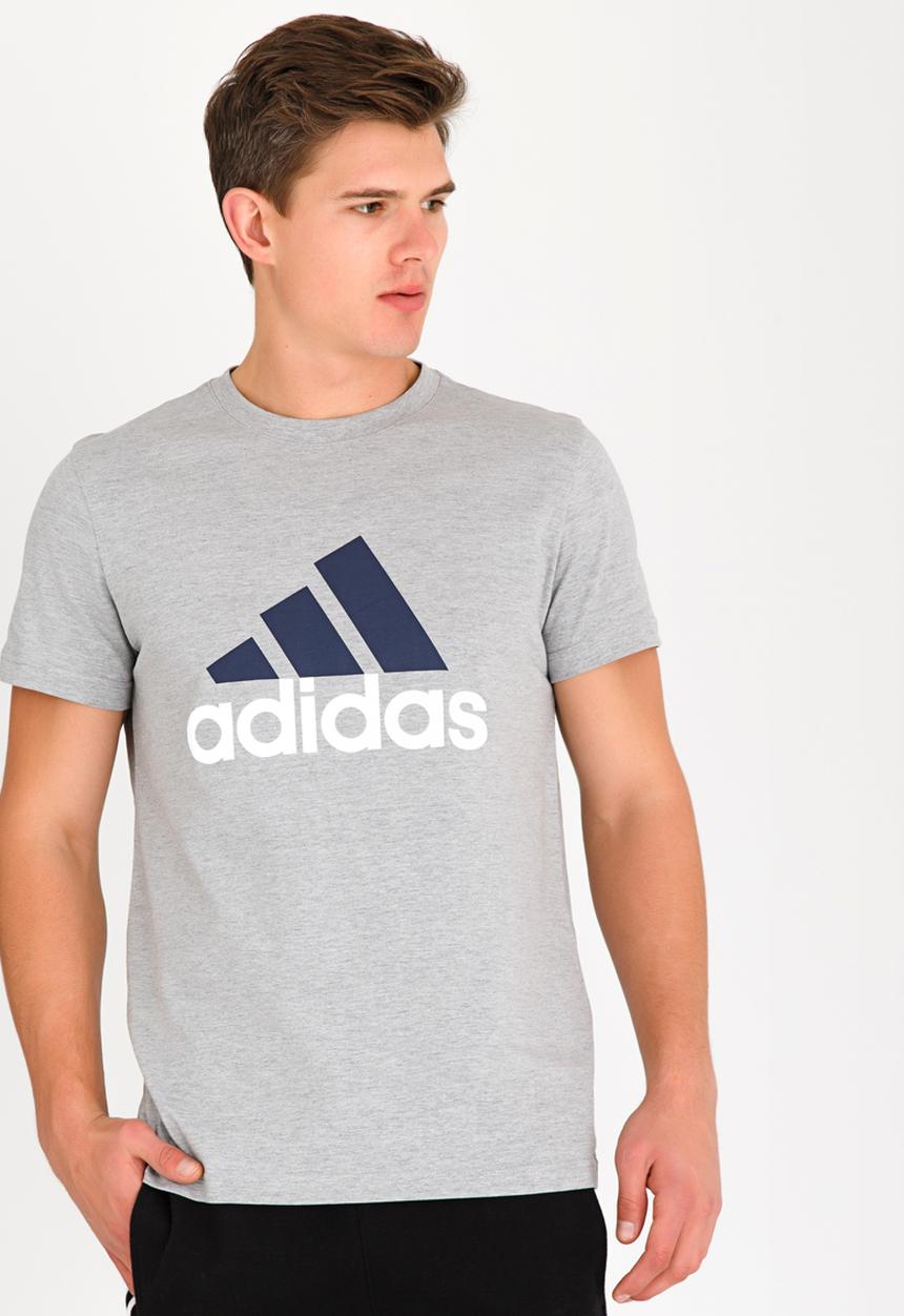 adidas Performance - Essential Linear Cotton Tee Mid Grey
