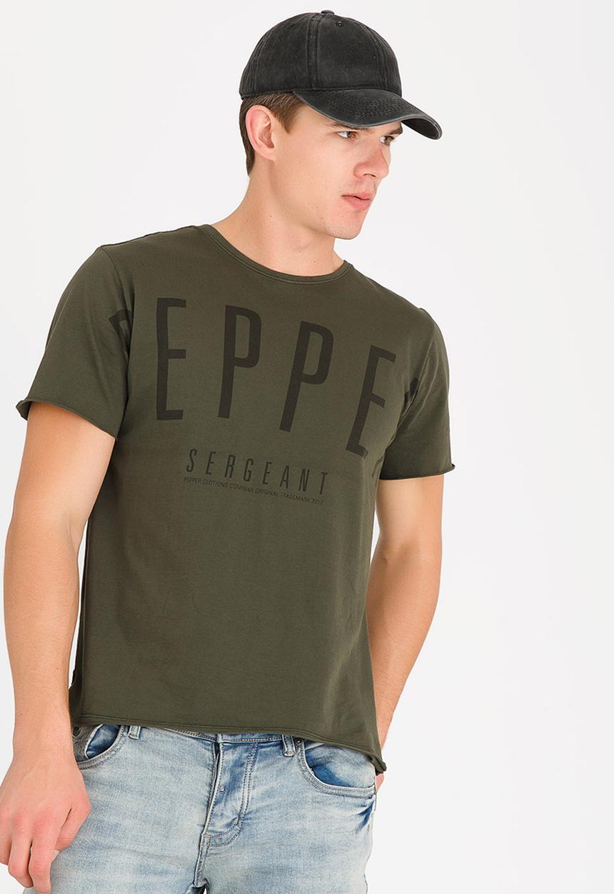 S.P.C.C - Raw Edge Custom Pepper Printed Tee Khaki Green