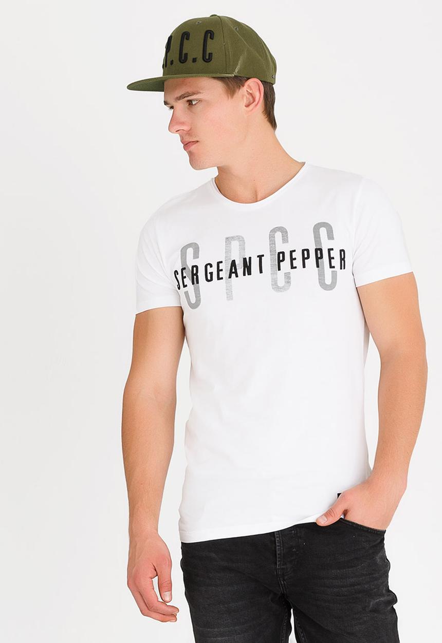 S.P.C.C - Raw Edge Crew Neck Tee With Print & Applique White