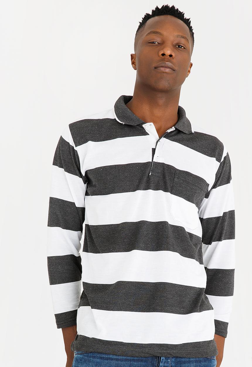 STYLE REPUBLIC - Broad Stripe Golfer Dark Grey