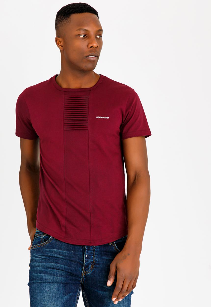 UrbanArt - Strip Crew Neck Top Burgundy