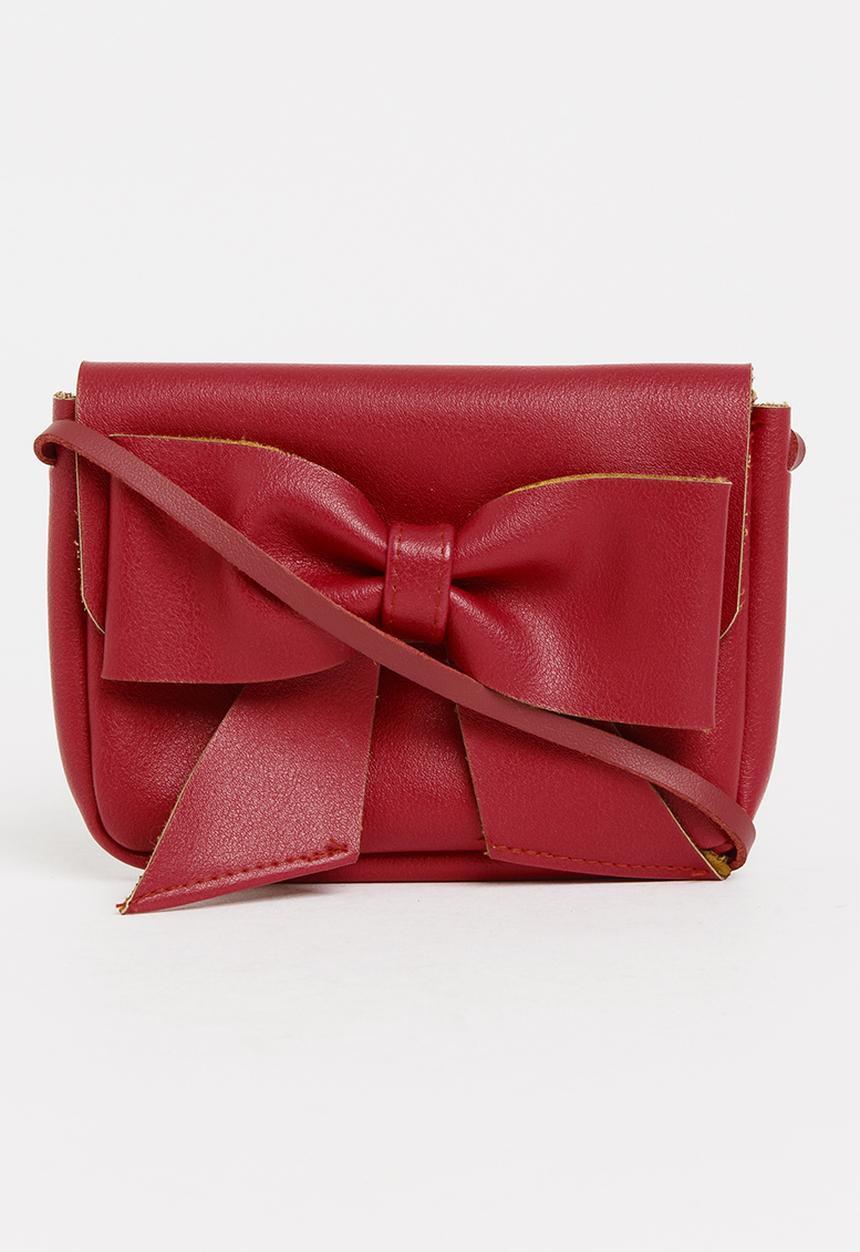 Pop Candy - Sling Bag with Bow Detail Dark Red