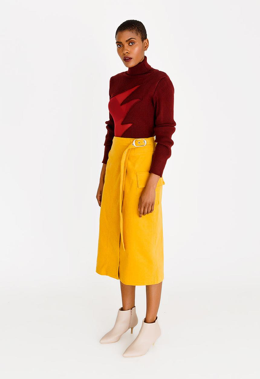 Thebe Magugu - Corduroy Wrap Skirt Yellow