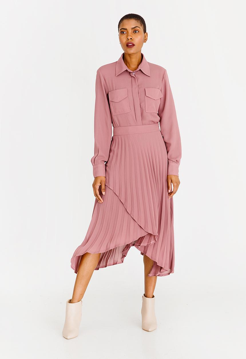 Thebe Magugu - Blade Shape Pleated Skirt Pale Pink