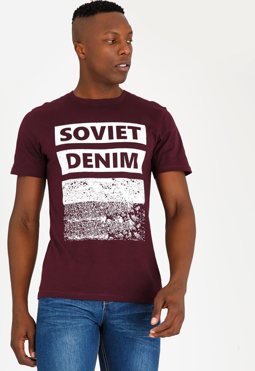 SOVIET - Carazo Crew Neck Logo Tee Burgundy