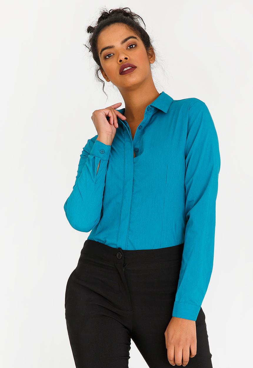 edit - Long Sleeve Classic Shirt Turquoise