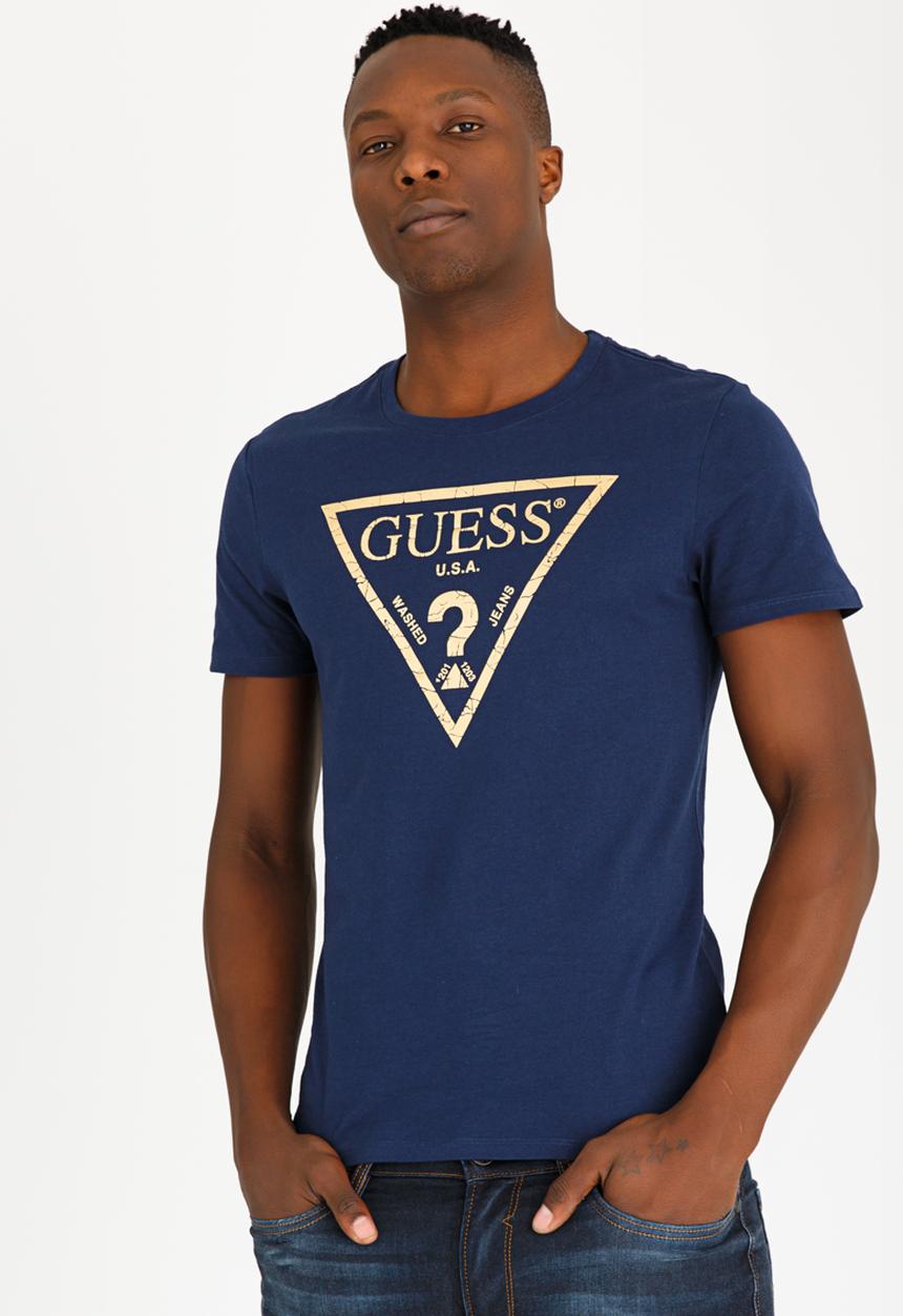GUESS - Basic Classic Tri Cotton Tee Blue
