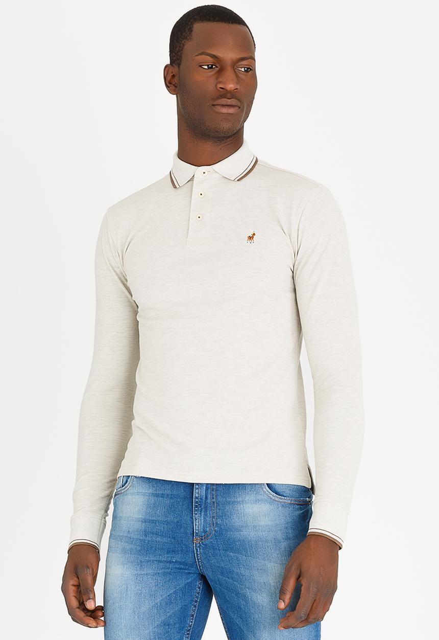 POLO - Classic Melange Pique Golfer Cream