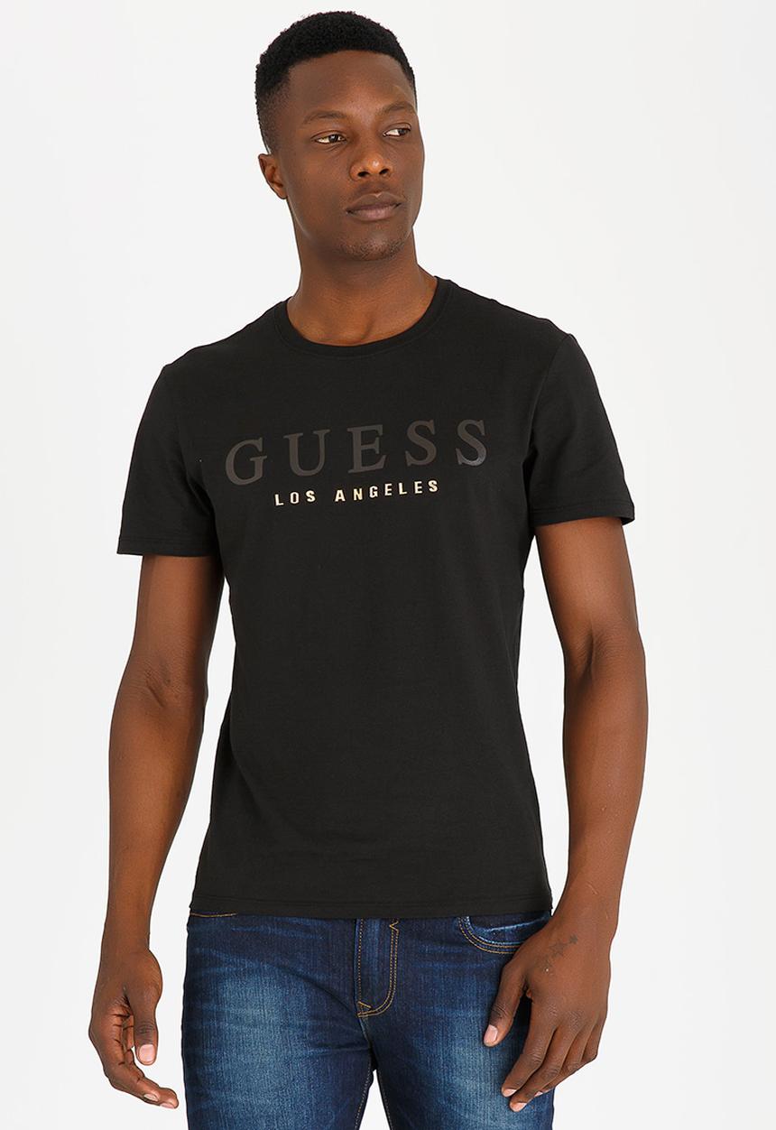 GUESS - Los Angeles metal tee  - black
