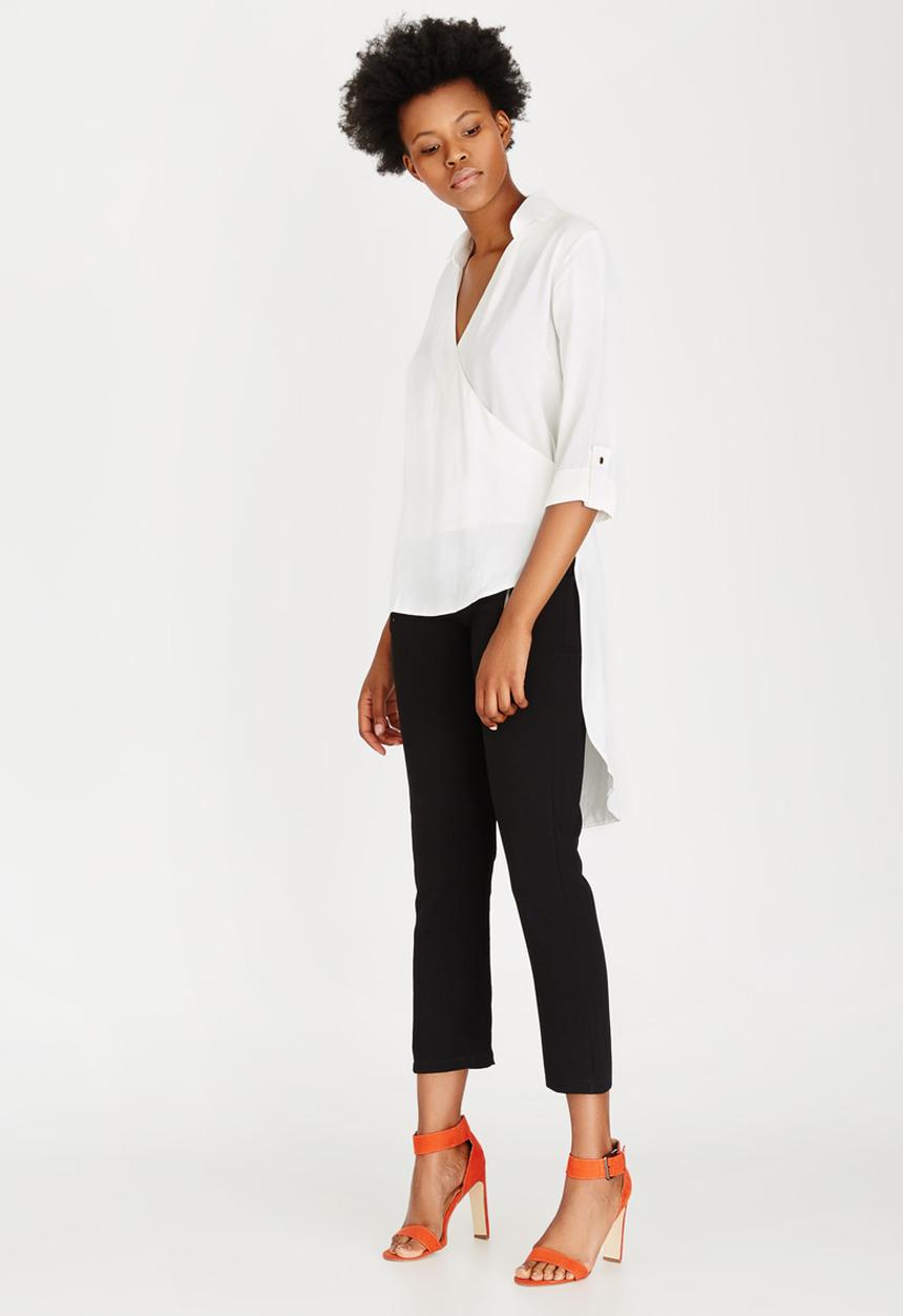 Closet London - Cross Over Hi-Low Shirt White