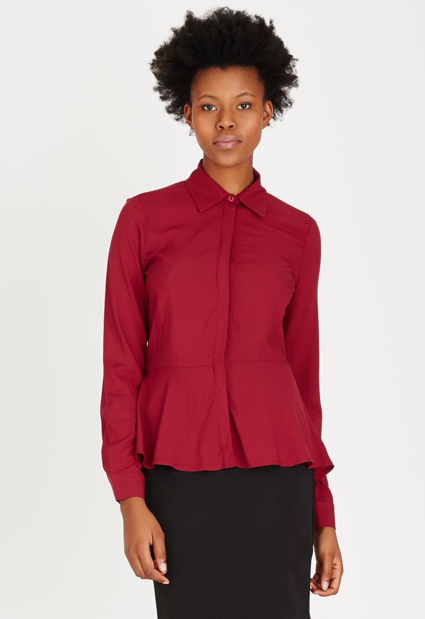 edit - Peplum Shirt Dark Red