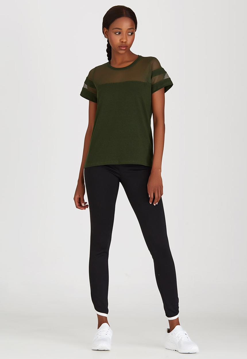 c(inch) - Mesh Inset T-shirt Dark Green
