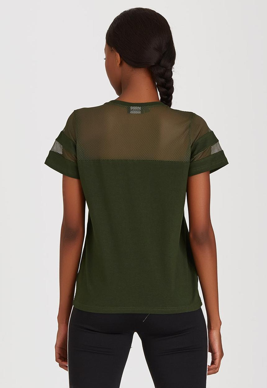 c(inch) - Mesh Inset T-shirt Dark Green