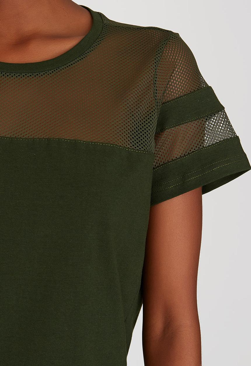 c(inch) - Mesh Inset T-shirt Dark Green