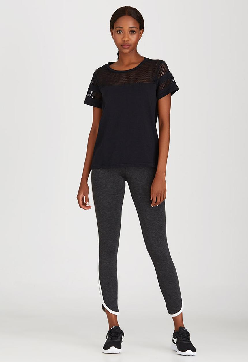 c(inch) - Mesh Inset T-shirt Black