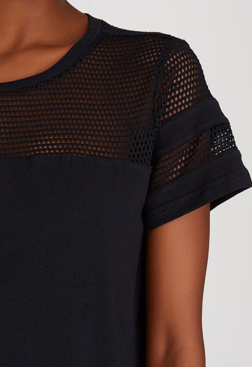 c(inch) - Mesh Inset T-shirt Black