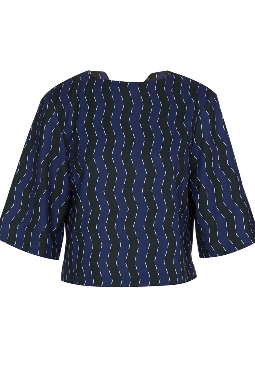 Rich Mnisi - Zig-zag Printed Boxy Tee Navy