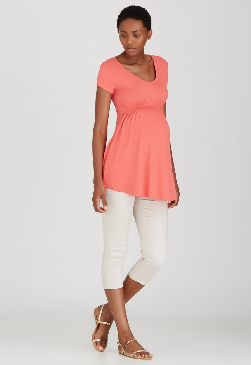 Cherry Melon - Cap Sleeve Underbust Smock Top Coral