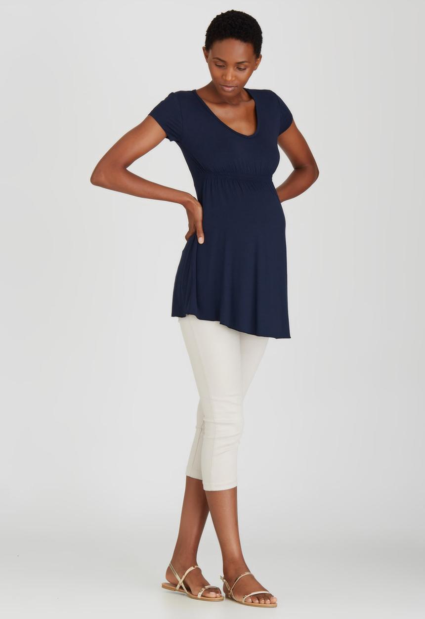 Cherry Melon - Cap Sleeve Smocked Top Navy