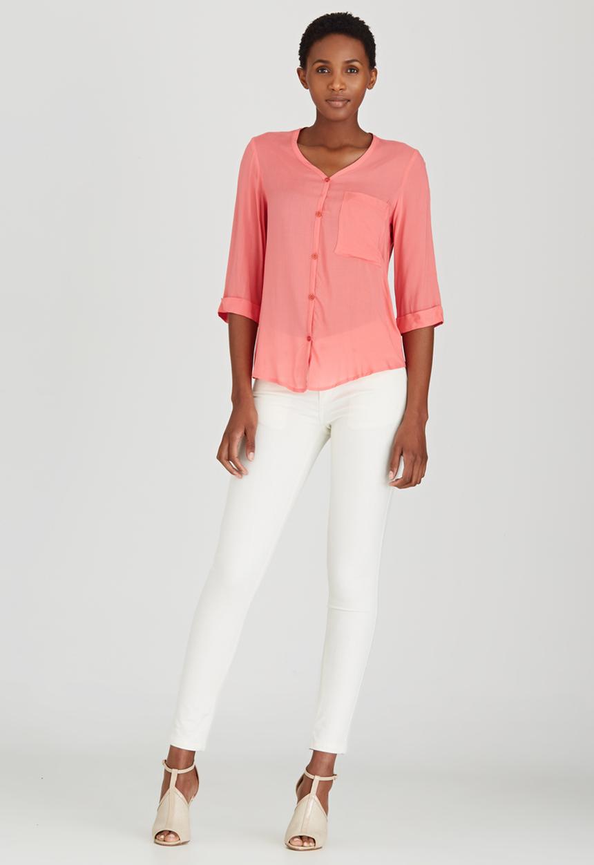 edit - Utility Top with Cross-over Back Coral