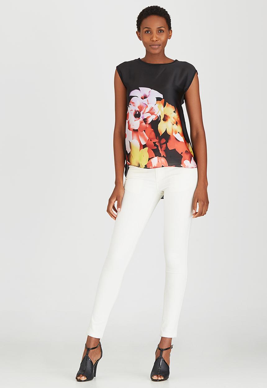 edit - Satin Top with Back Pleats Black