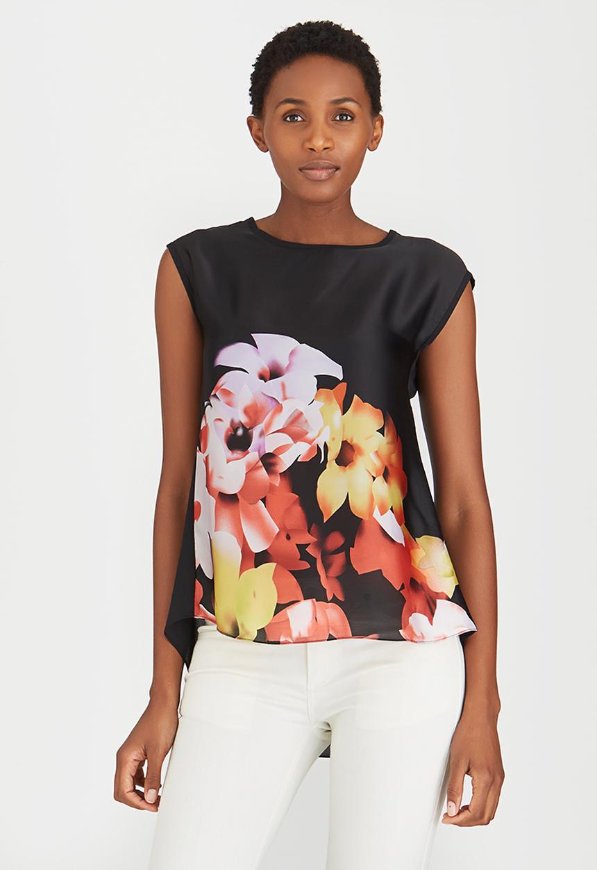 edit - Satin Top with Back Pleats Black