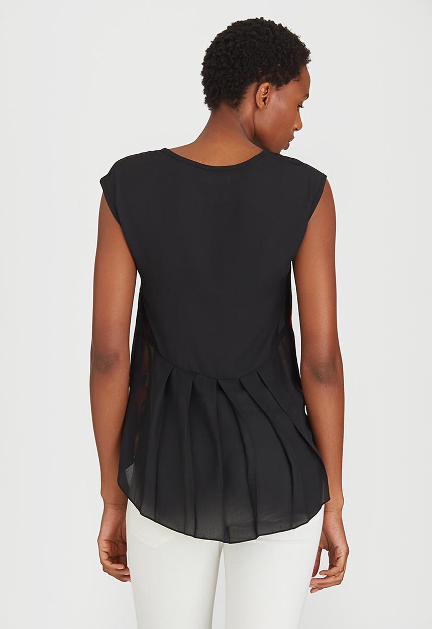 edit - Satin Top with Back Pleats Black
