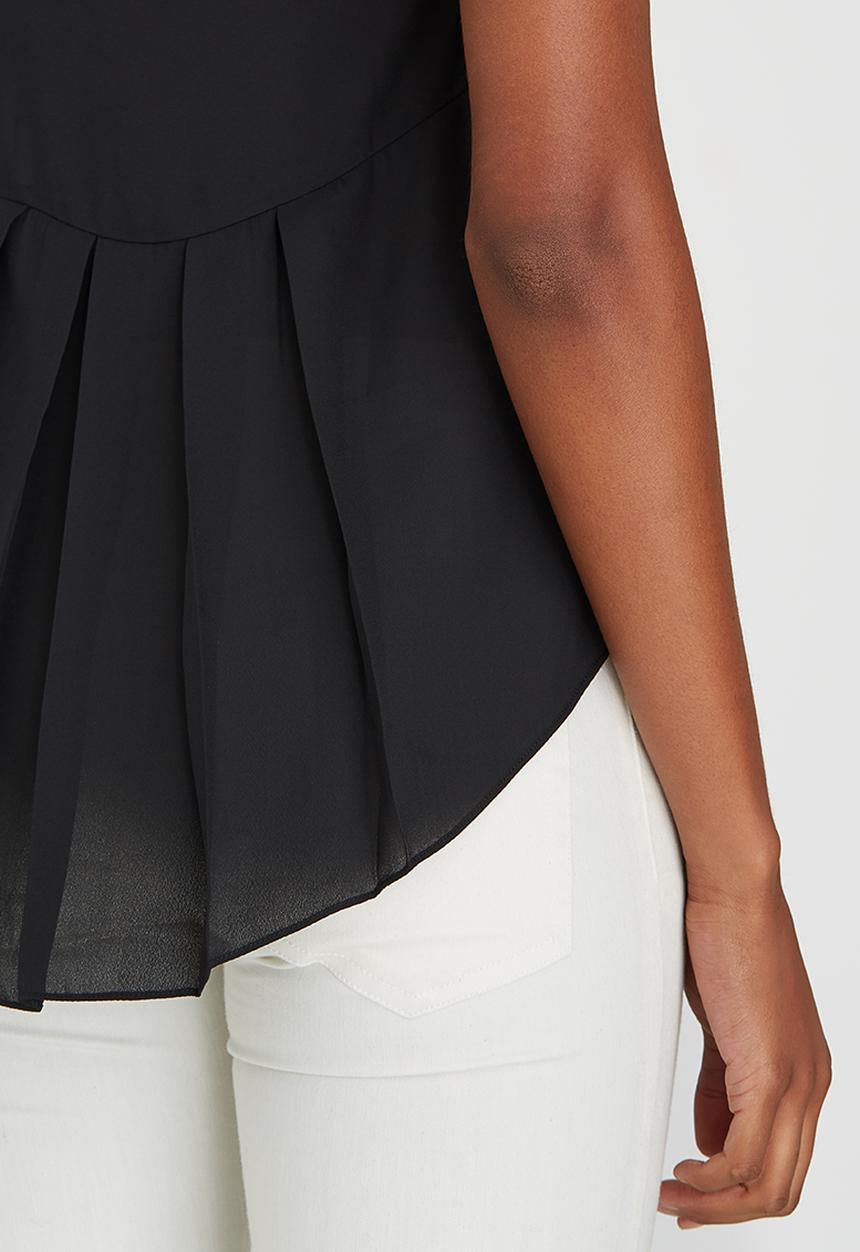 edit - Satin Top with Back Pleats Black