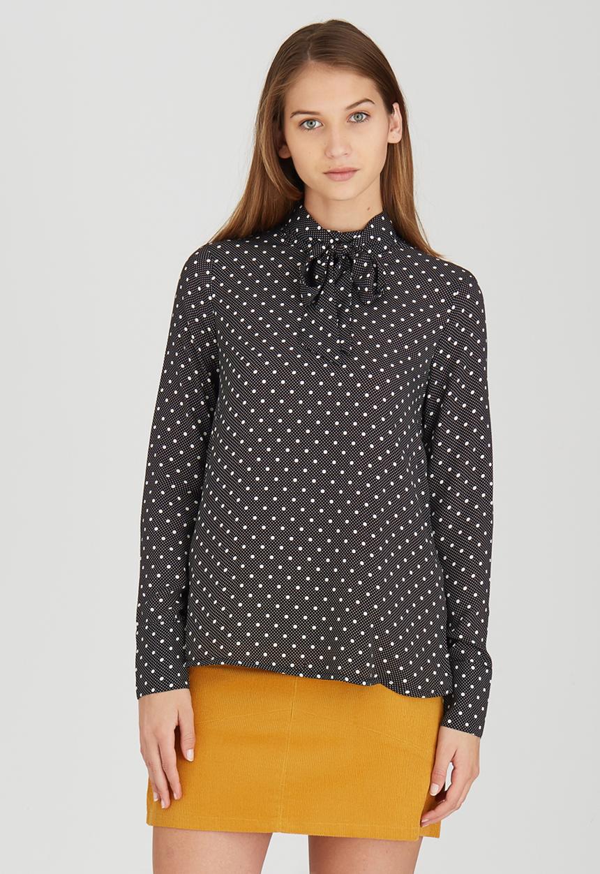 Fashion Union - Drew Spotted Blouse Black and White