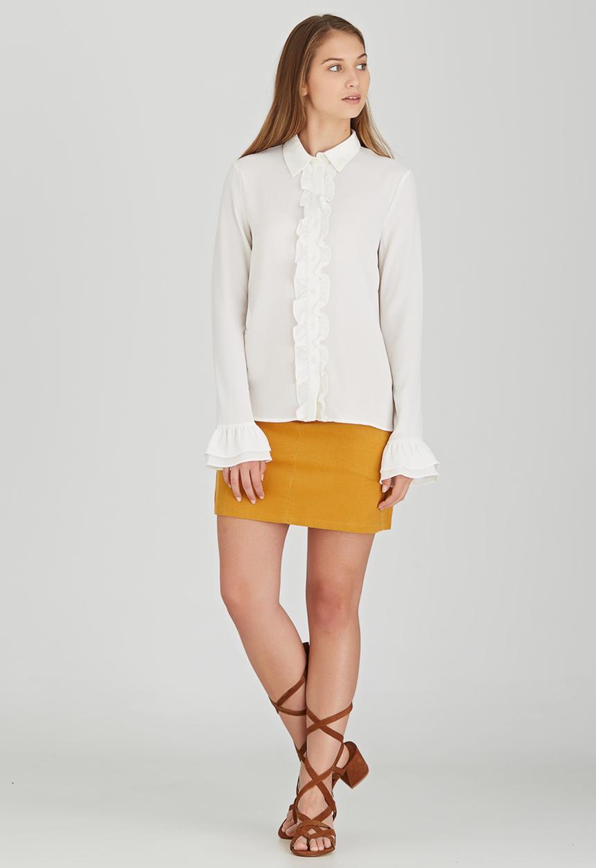 Fashion Union - Tabitha Ruffled Shirt White
