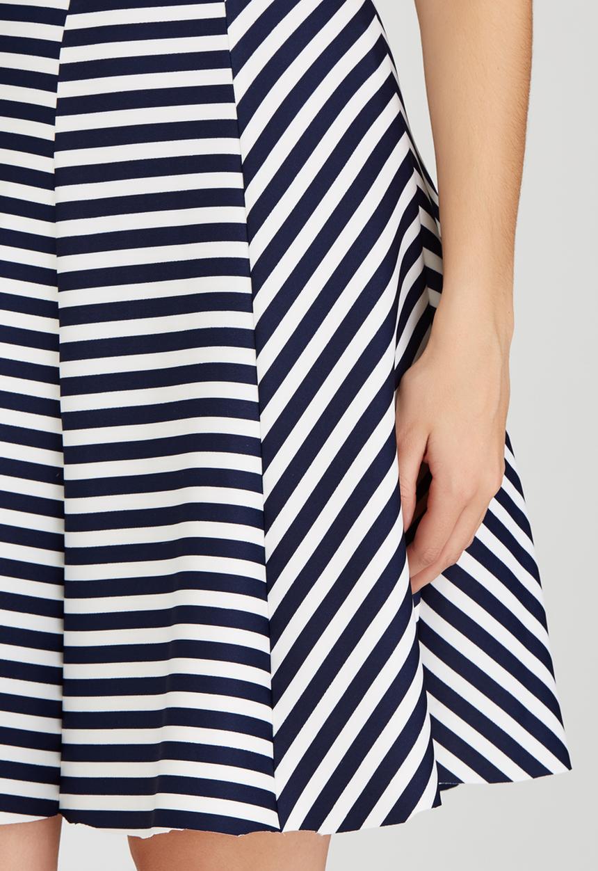 c(inch) - Fit and Flare Midi Skirt Blue and White