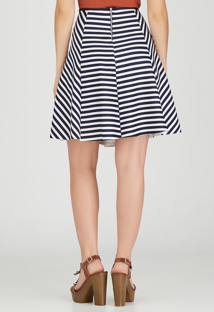 c(inch) - Fit and Flare Midi Skirt Blue and White
