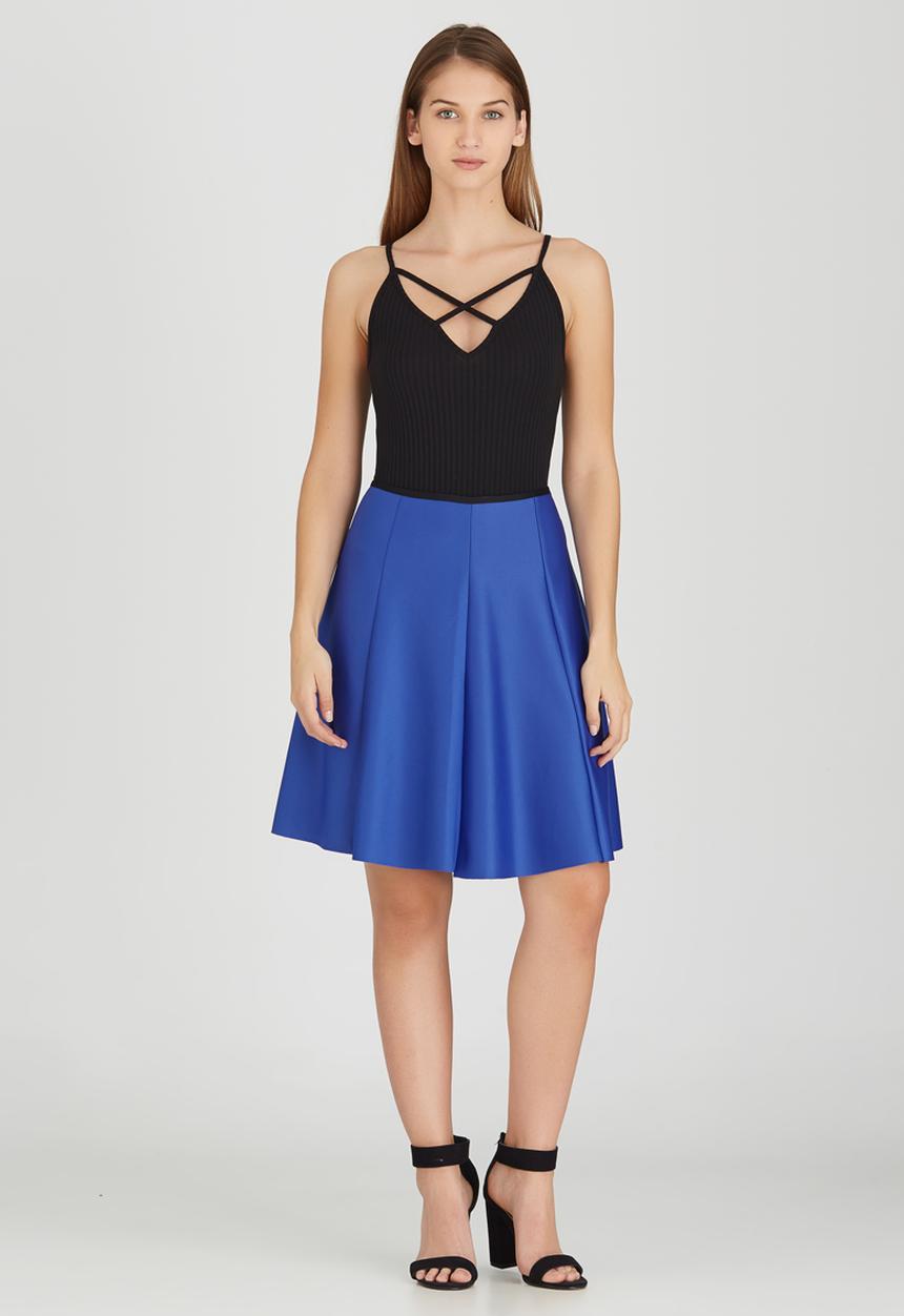 c(inch) - Fit and Flare Midi Skirt Cobalt