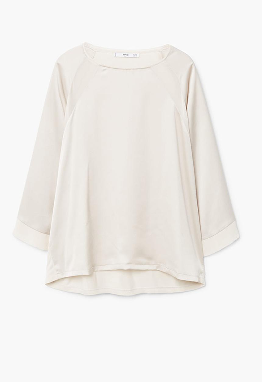MANGO - Flowy Panel T-shirt Off White